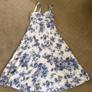 Floral Blue and White Dress